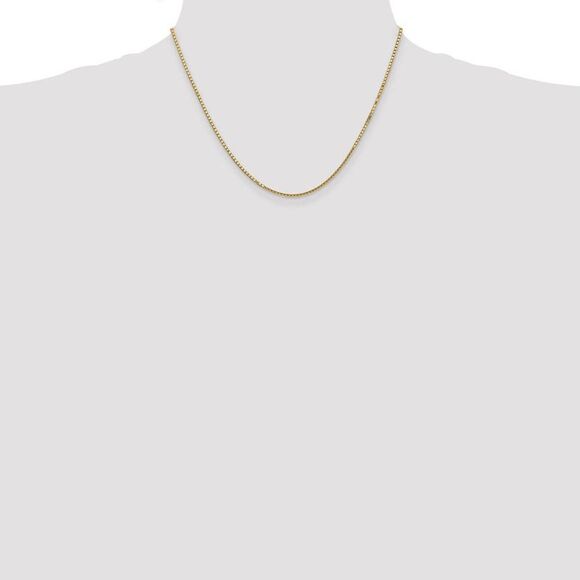 1.5mm, 14k Yellow Gold, Solid Box Chain Necklace, 18 Inch